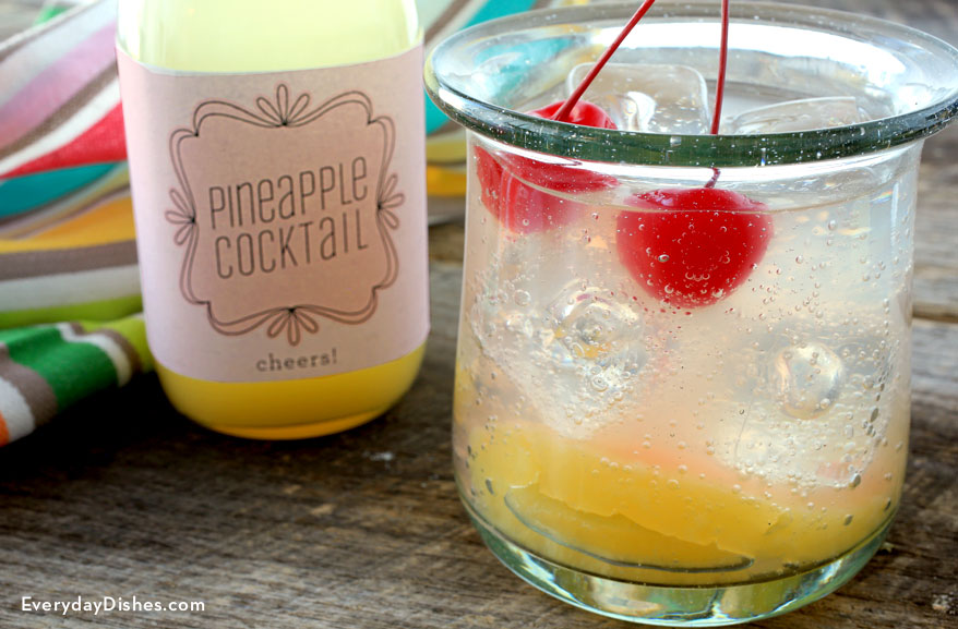 Pineapple Vodka Cocktail Recipe and Printable Label