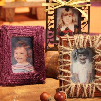 Some DIY wrapped picture frames, a fun craft for personalized gifts.