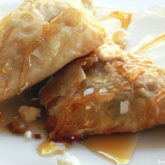 Some freshly made phyllo dough with honey.