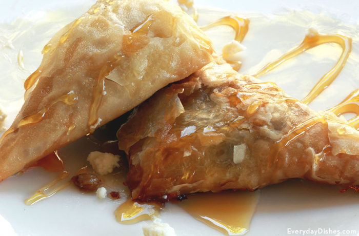 Some freshly made phyllo dough with honey.