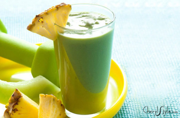 A glass of a tasty pineapple fruit smoothie.