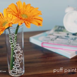 A simple DIY painted glass vase.