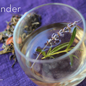 A mug of homemade lavender loose tea.
