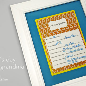 An All About Grandma printable gift for Mother’s Day.