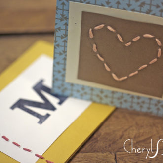 A DIY hand-stitched personalized stationery card.