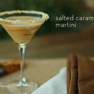 A glass of a salted caramel martini