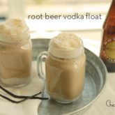 Two mugs of a refreshing creamy root beer vodka float