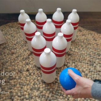 A DIY bowling game craft, about to be played.