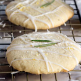 A fresh batch of lemon rosemary sugar cookies that are ready to serve.