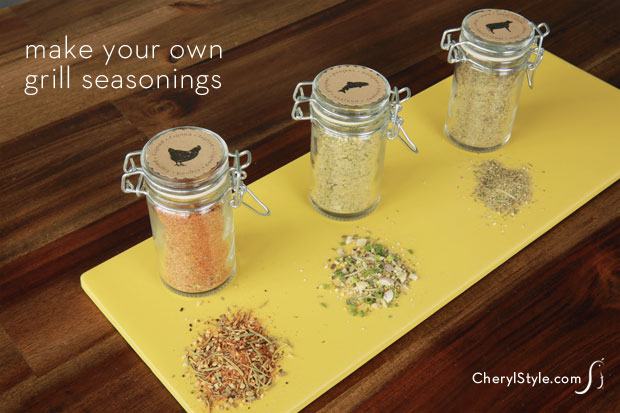 3 DIY salt-free seasoning mixes with printable labels.