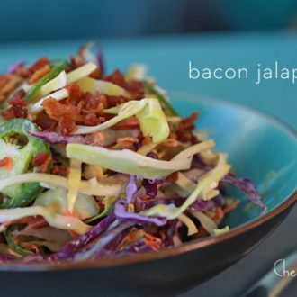 Bacon jalapeño spicy coleslaw on a plate and ready to enjoy.