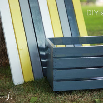 A DIY storage table on wheels for outdoors