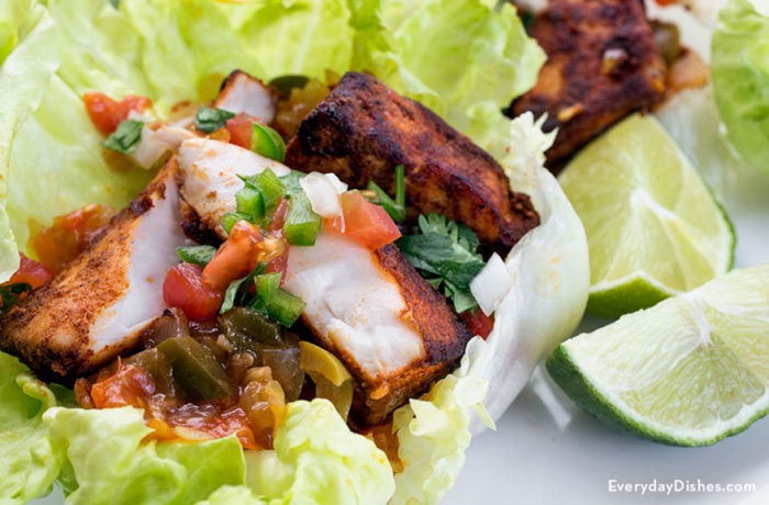 Vera Cruz-style fish lettuce wraps recipe