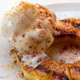 A grilled pineapple sundae, the perfect dessert.