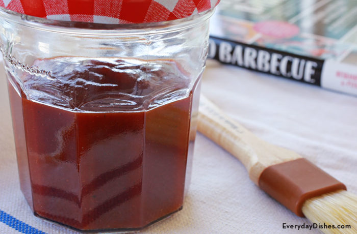 A jar of tangy, homemade BBQ sauce.