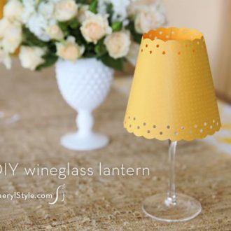 DIY wine glass lantern printable for bridal shower décor.