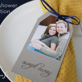 Personalized DIY bridal shower decorations with engagement photos.