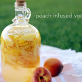 A jug of homemade peach-infused vodka.
