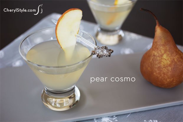 Pear cosmo with white cranberry juice cocktail
