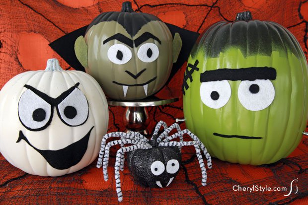 No-carve DIY monster pumpkins for Halloween