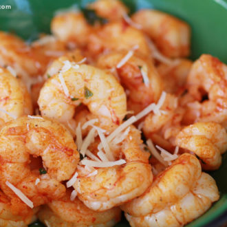 A bowl full of easy sautéed shrimp, ready to enjoy.