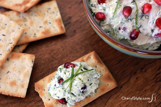 Goat cheese pomegranate dip