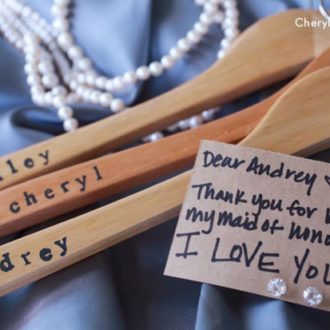 DIY personalized wood hangers, a great bridesmaid gift idea.