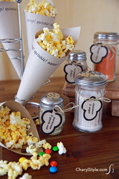 DIY popcorn bar with printable labels is the perfect crowd pleaser | everydaydishes.com