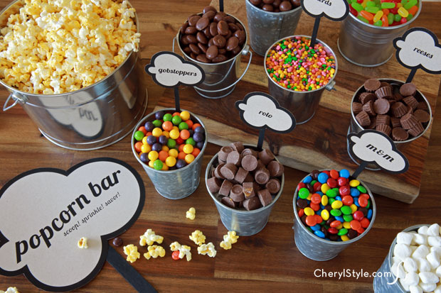 DIY popcorn bar with printable labels — Everyday Dishes & DIY