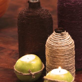 Some DIY twine-wrapped bottles make a beautiful centerpiece.