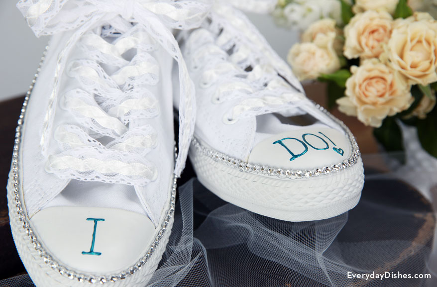 DIY Bride Sneakers Craft with Bling for 
