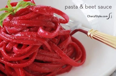 Linguine with roasted beet sauce