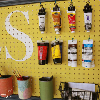 A DIY paint pegboard organizer for your craft room.