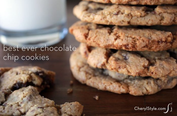 A stack of the BEST chewy chocolate chip cookies you’ll ever make!