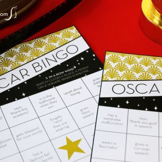 A printable Oscars bingo game for a viewing party.