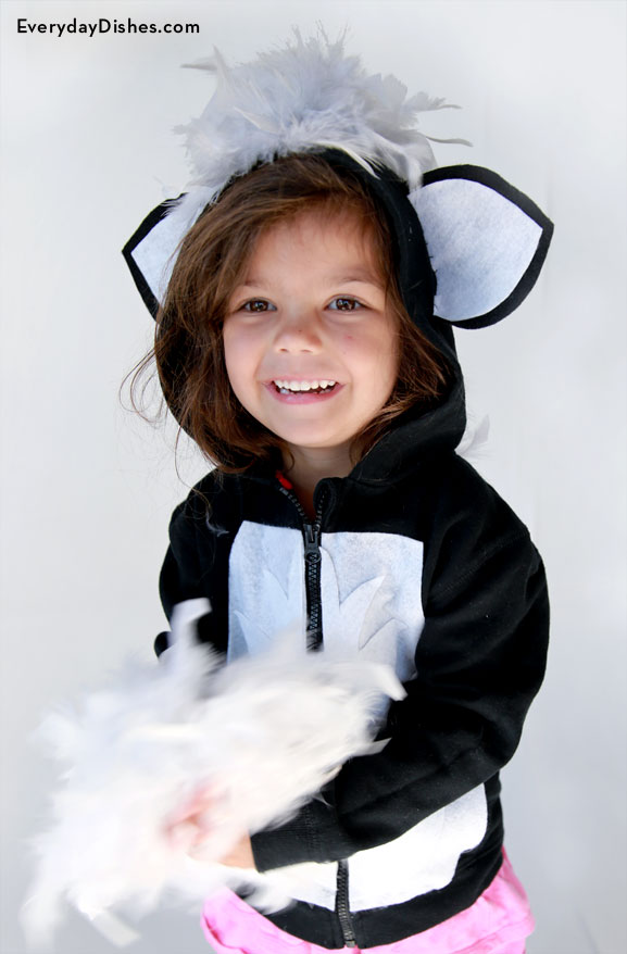 DIY skunk hoodie costume craft