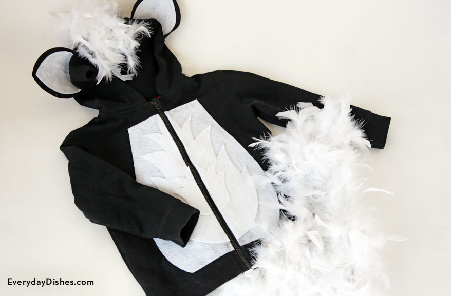 DIY skunk hoodie costume craft