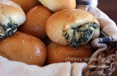 Easy spinach and cheese stuffed rolls using pre-made dough