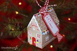 This printable gingerbread house ornament is perfect for gift cards