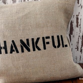 Show your thanks with a DIY burlap stenciled pillow.