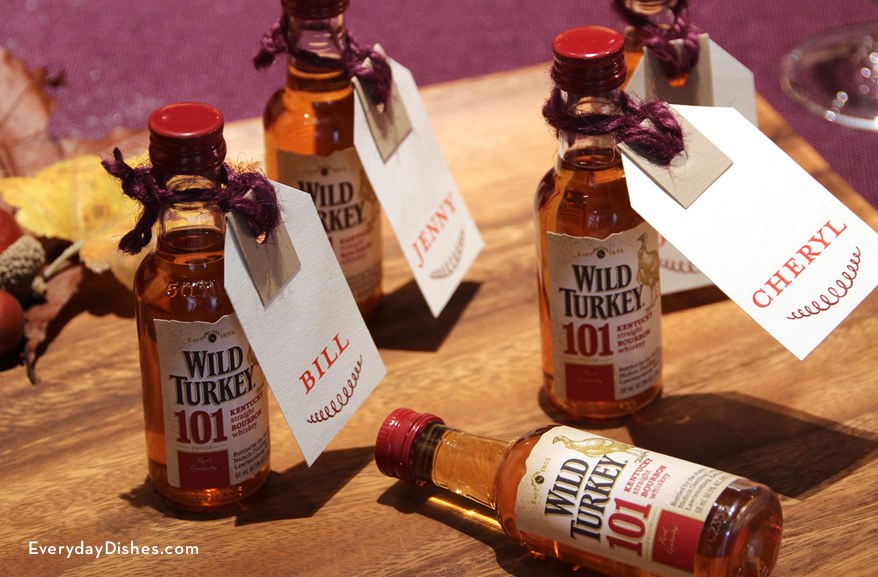 Thanksgiving place cards - whiskey bottles