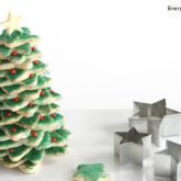 A Christmas tree made out of stacked sugar cookies.