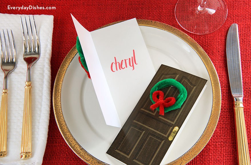 Greet guests with Christmas card place settings