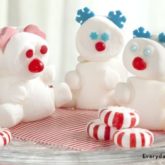 A trio of marshmallow polar bears, a fun holiday party treat