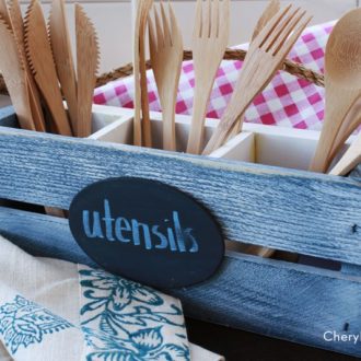 A DIY utensil caddy that's a must-make for outdoor parties this summer.