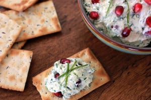 This goat cheese and pomegranate spread is made with garden fresh herbs and juicy pomegranate seeds. This dip recipe has big flavor—and the ingredients are good for you too! For this #GoatCheese & #pomegranate spread recipe, visit everydaydishes.com