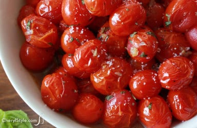 oven-roasted grape tomatoes recipe with basil & garlic | CherylStyle.com