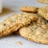 A homemade batch of peanut butter oatmeal cookies.