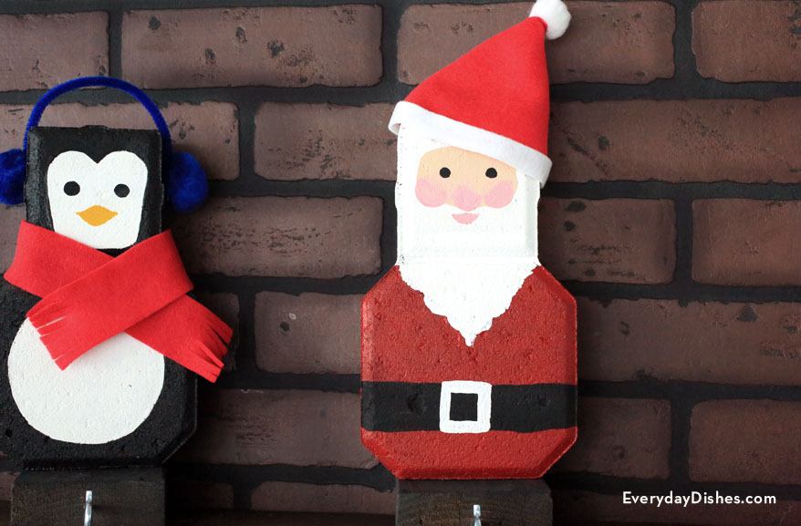 DIY penguin, snowman and Santa stocking holders