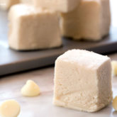 A batch of white Russian fudge, chopped up and ready to enjoy.